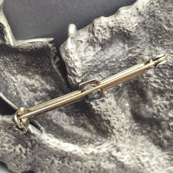 Vintage JJ Wizard Brooch 3.5"x2.5" Pewter Tone Imitation Pearl Crystal Ball - Picture 7 of 8